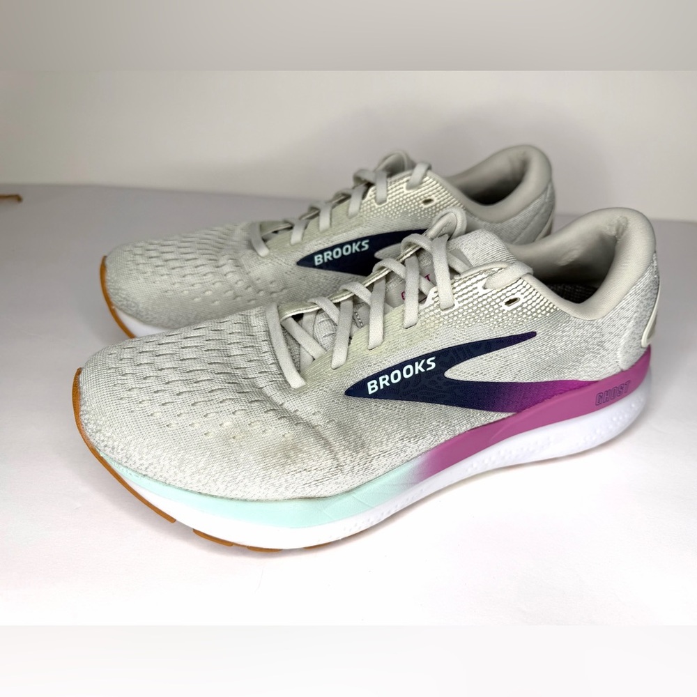 Brooks Ghost 16 Womens Shoes Sz 10 Running Athletic White Gray Blue Sneakers